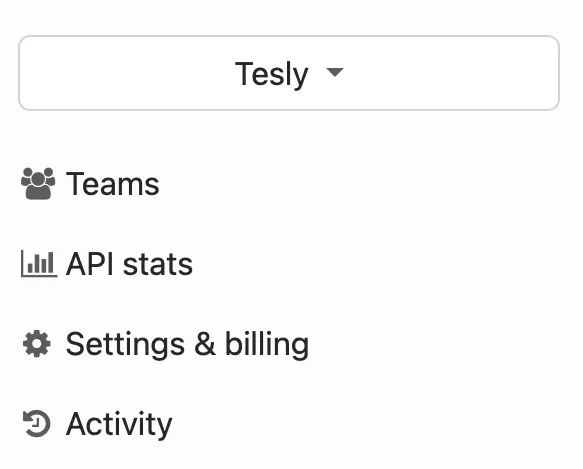 Account switcher dropdown