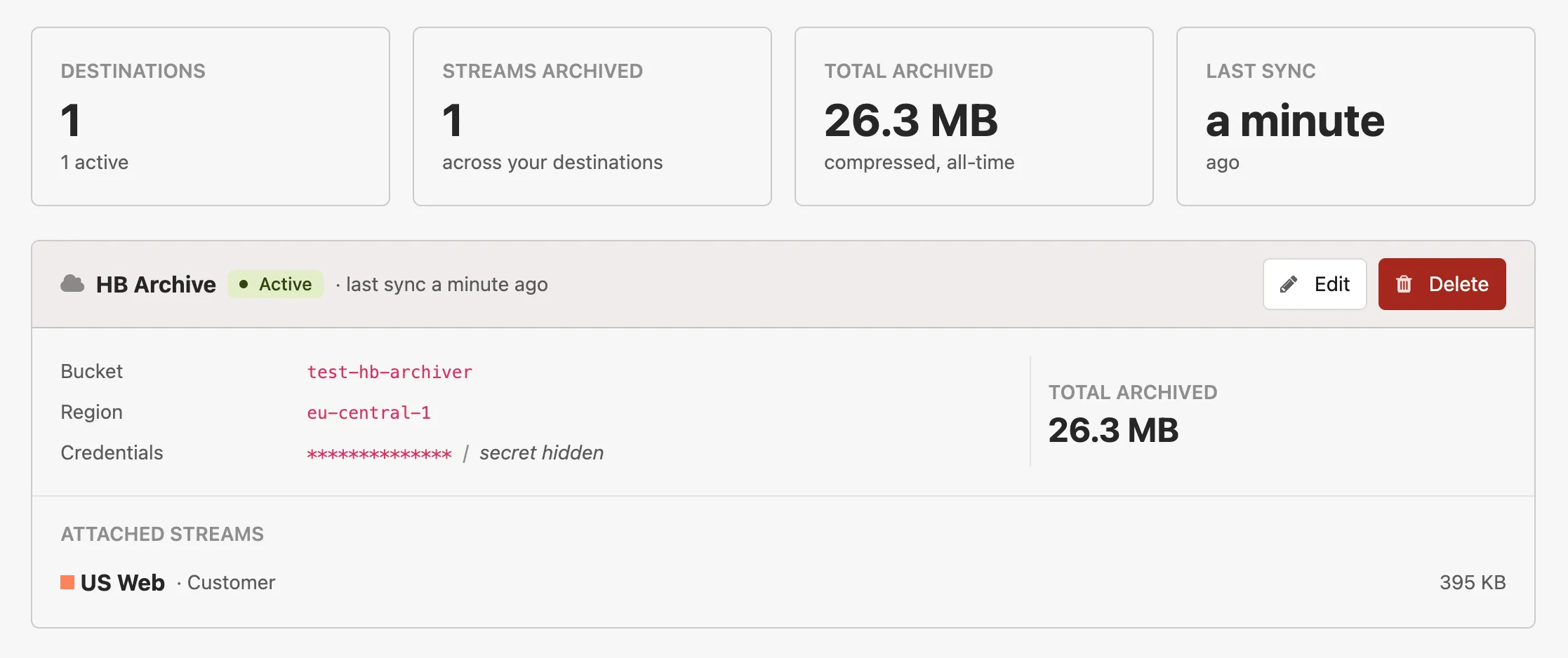 Archive destinations overview