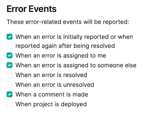 Error event options