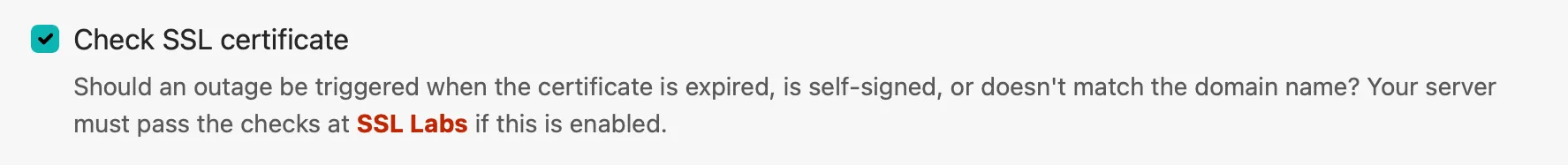 Check SSL certificate option