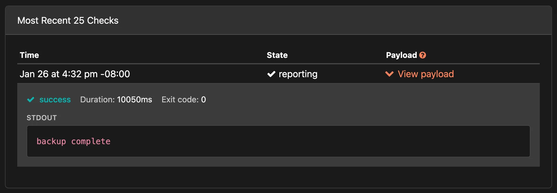Check-in payloads