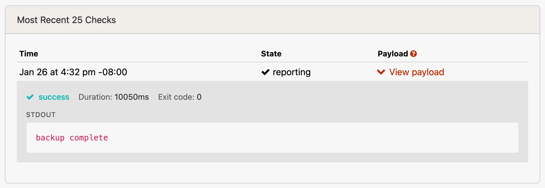 Check-in payloads