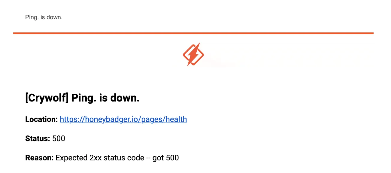 Site down email notification