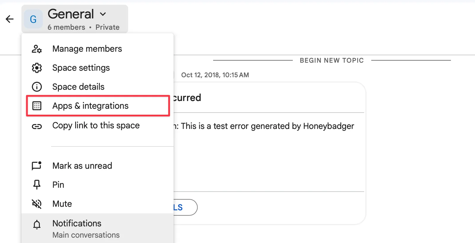 Channel settings menu