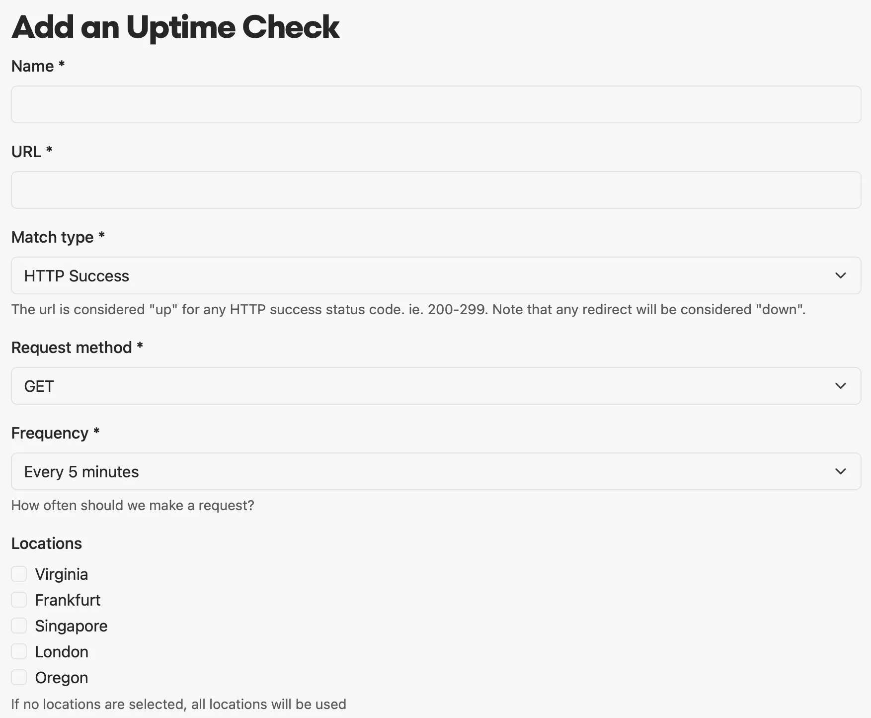 New uptime check form