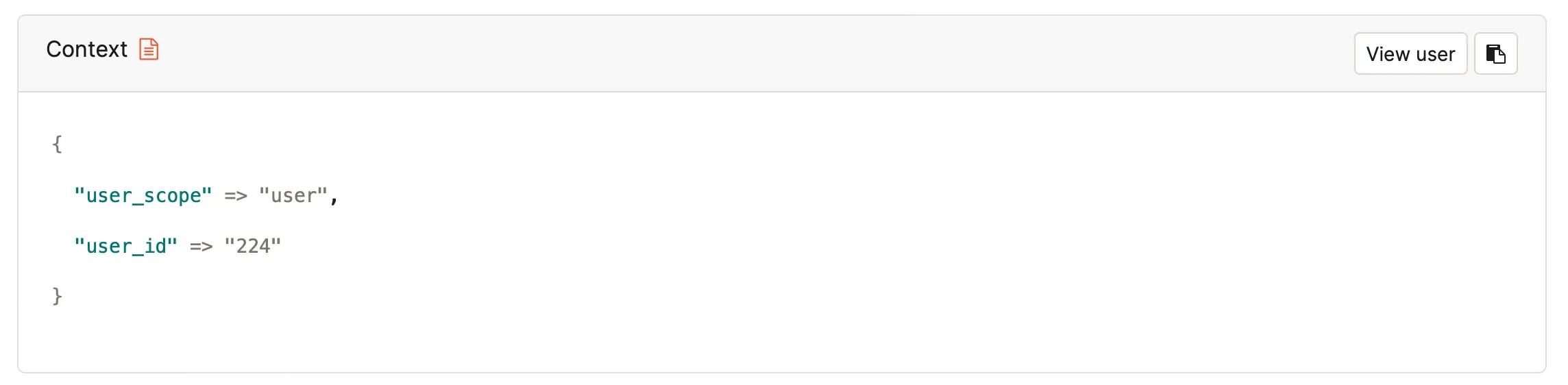 Project context showing User URL button