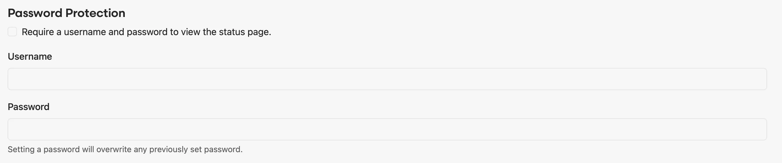 Password protection settings