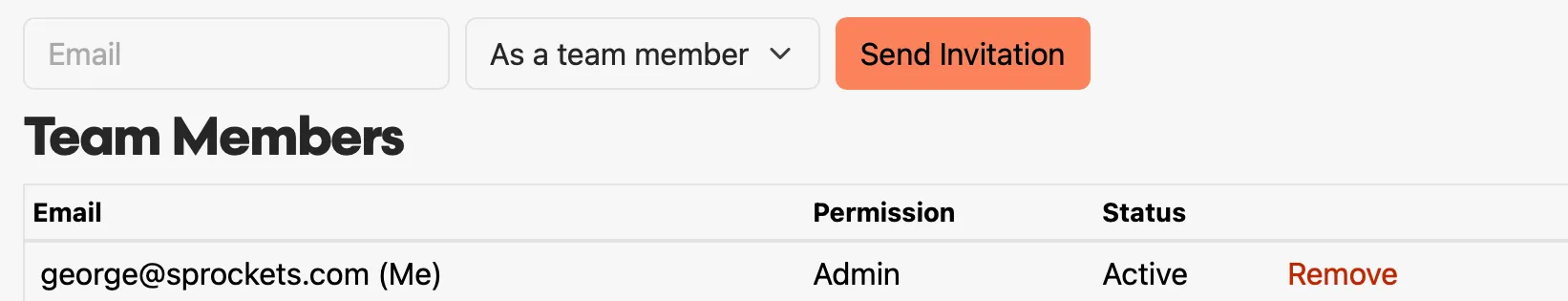 Invite team member
