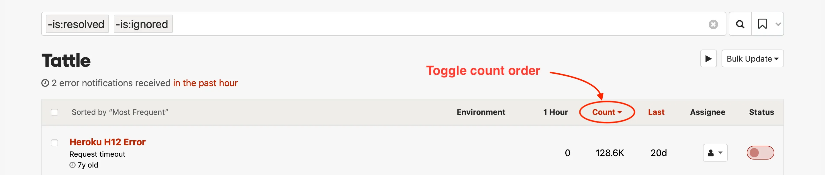 Image of sort by count button