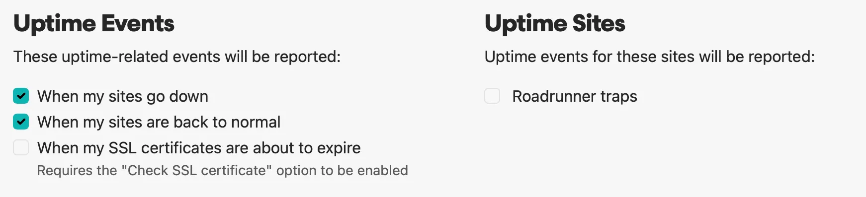 Uptime alert events