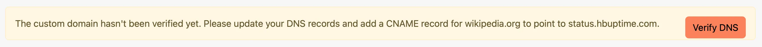 Verify status page domain