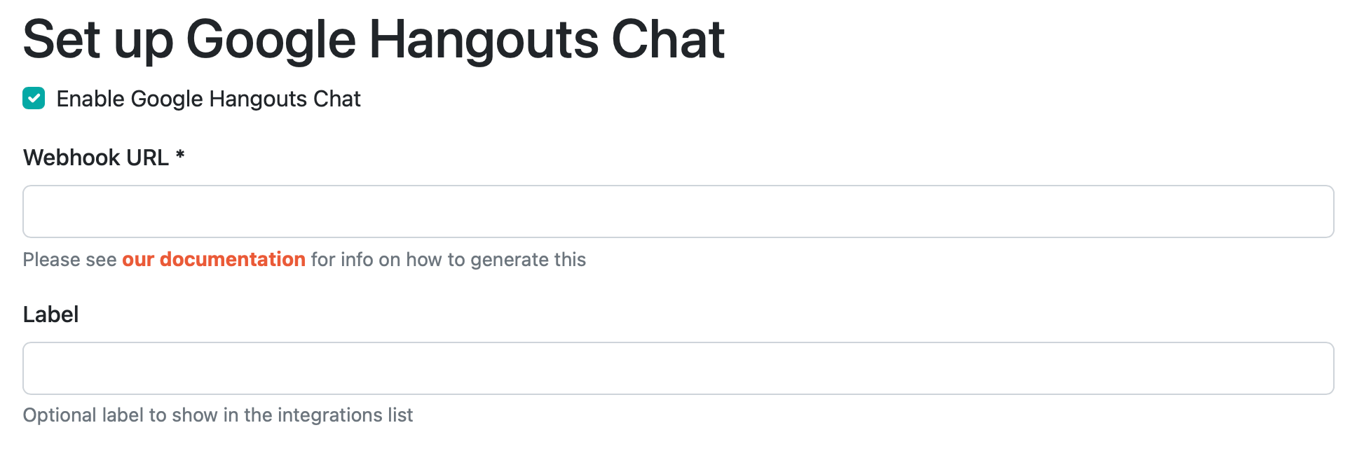 google hangouts chat form