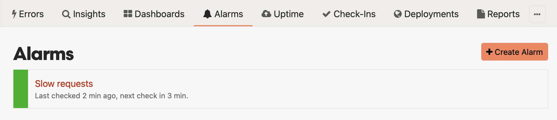 Alarms dashboard